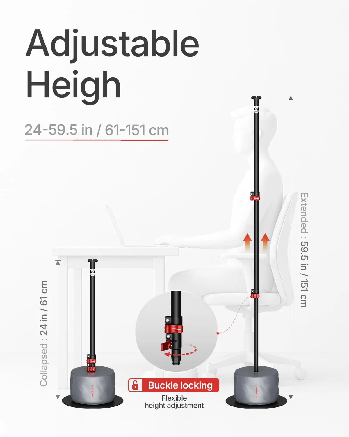 IFOOTAGE Round Base Monopod RB-A300-WB Footprint Monopod with Water Bag Stability for LED Video Light,Softbox,Webcam,Projector