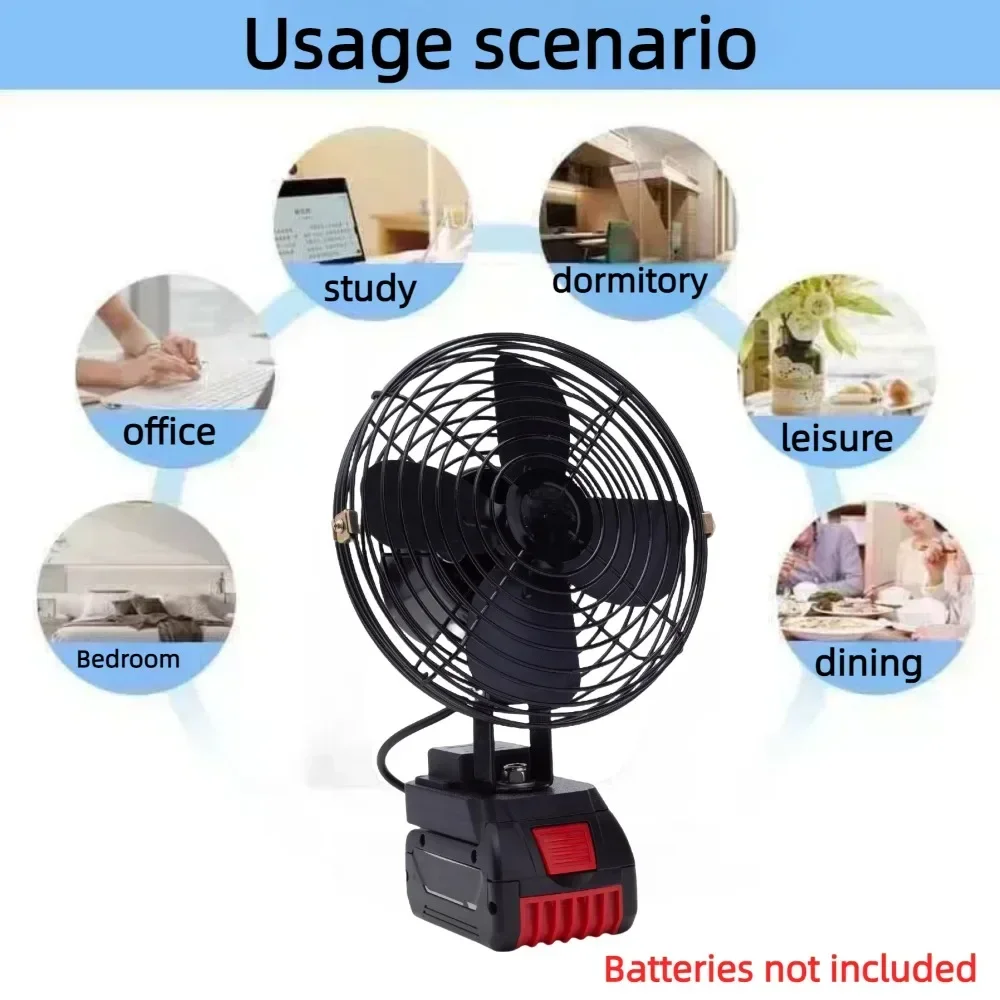 Portable fan with USB charging For BOSCH 18V Lithium Ion interface,for home and outdoor camp fan(Excluding batteries)