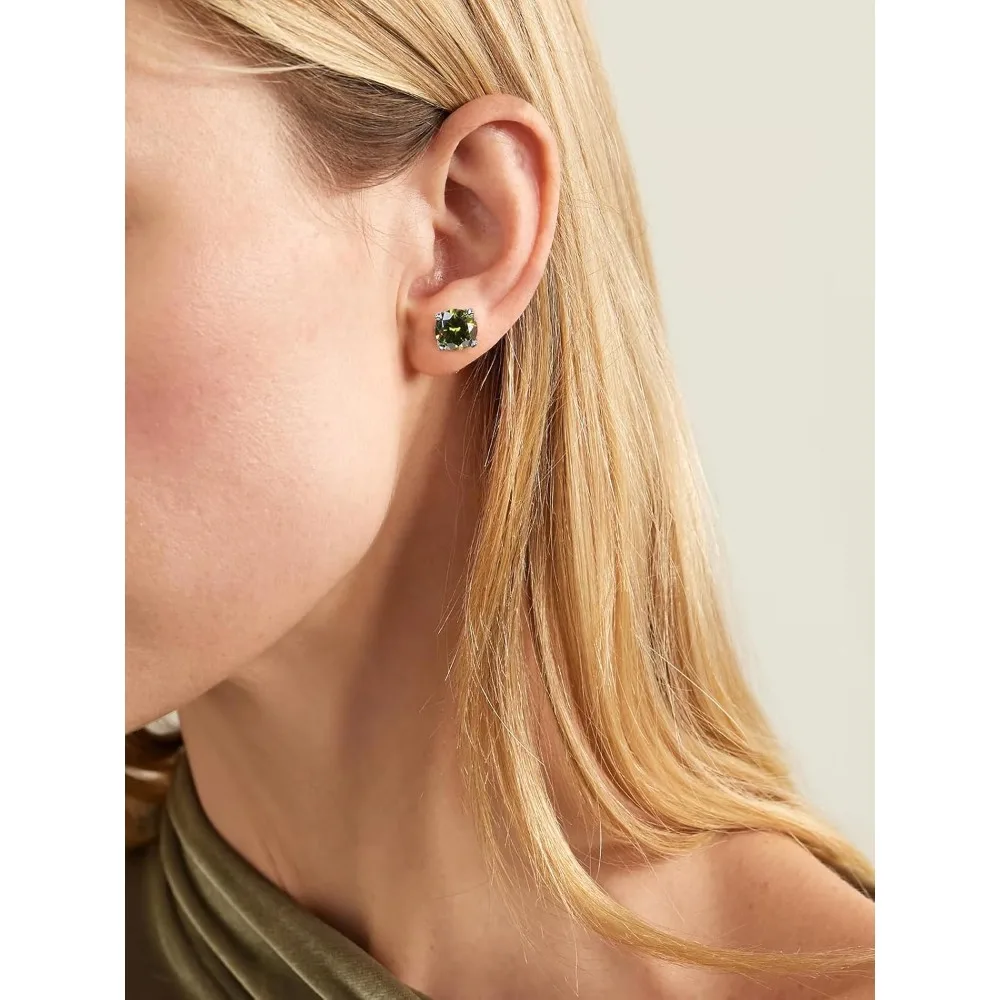 الفيروز الطبيعي و 5A مكعب زركونيا كبير جولة البريق حجر وأقراط، 925 الفضة الاسترليني هيبوالرجينيك للنساء