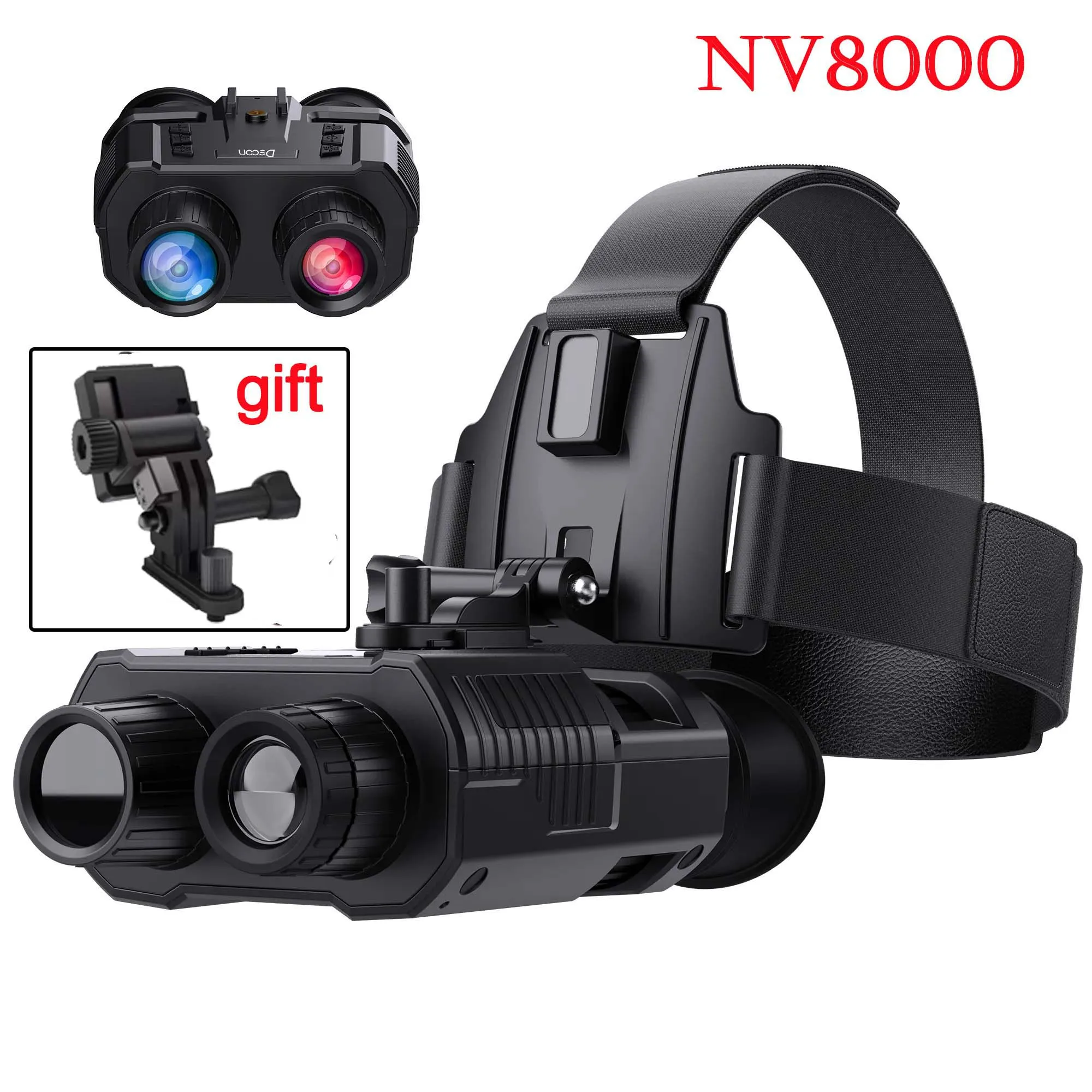 

NV8000 3D Infrared Night Vision Binoculars Telescope HD 1080P Head Mount Darkness Camera for Hunting Tactics Goggle