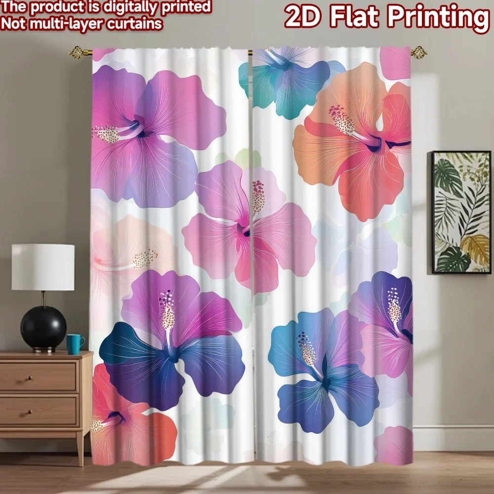 

1pc 2D flat Photography Backdrop Background Banner Colorful Hibiscus Flowers 100% Polyester Family Party Use for Suitable for