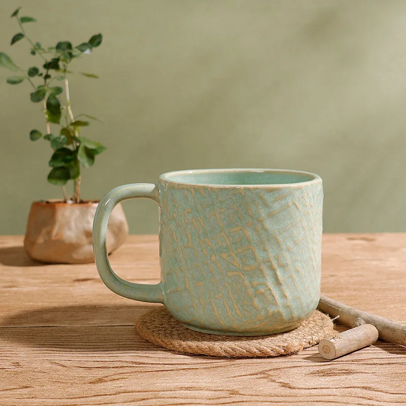 Creative Kiln Fire Ceramic Mug High Aesthetic Value Coffee Cup Office Home Use Milk Cream Style Water Cup Unisex Short Sleeve...
