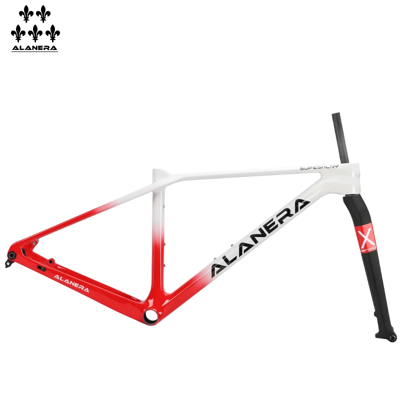 White and red ALANERA T800 carbon fiber mountain bike 29 inch frame size XS/S/M/L/customizable matte finish BB92