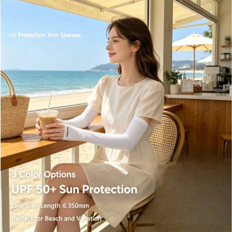 Unisex Ice Silk Cooling Arm Sleeves, Summer UV Protection Sun Sleeves, Breathable Anti-UV Arm Guards for Motorcycle Driving