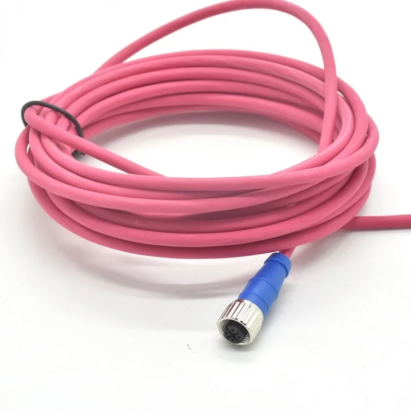 Red Wire Solid Copper PUR Cable M12 4P/8P Waterproof and Fireproof Connector-industrial Automation Connector