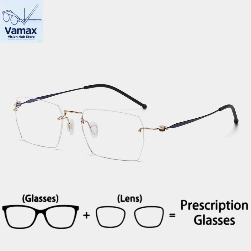 

VAMAX Polygon Frameless B Titanium Eyeglasses Minimalist Fashion Ultra Lightweight Unisex