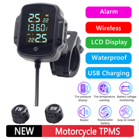 Motorcycle Tire Pressure Monitoring System Wireless TPMS w/ Quick Charge 3.0 USB Charger for Phone With 2 External Sensors