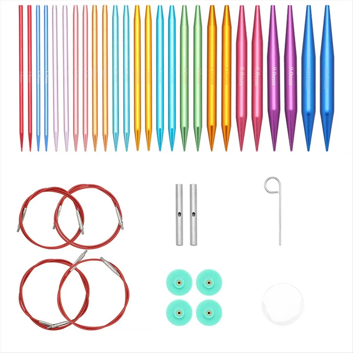 2026 + 13 Pairs Interchangeable Circular Knitting Needles Set,3.0mm-10.0mm,Aluminum ,for Knitting Projects,Beginner