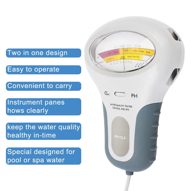 2 in 1 Water Quality Testing Device PC-102 PH Tester for Swimming Pool SPA Water Chlorine Tester CL2 Measuring