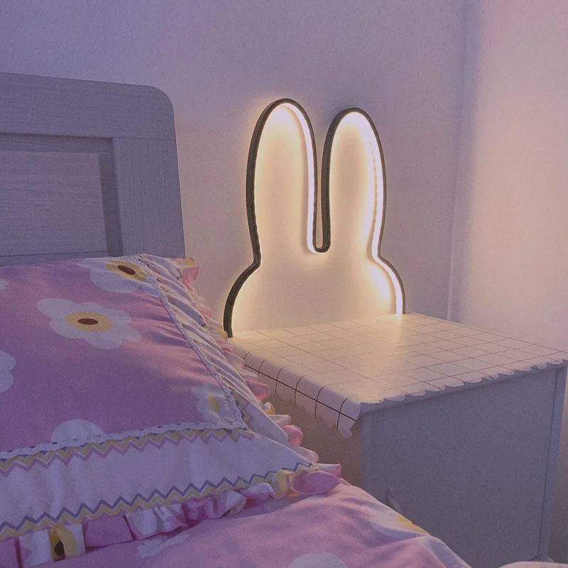 Śliczne Led królik kinkiety USB zasilany dziecko biurko lampa do sypialni nocna dzieci pokój dziecięcy Home Decor nastrojowe oświetlenie