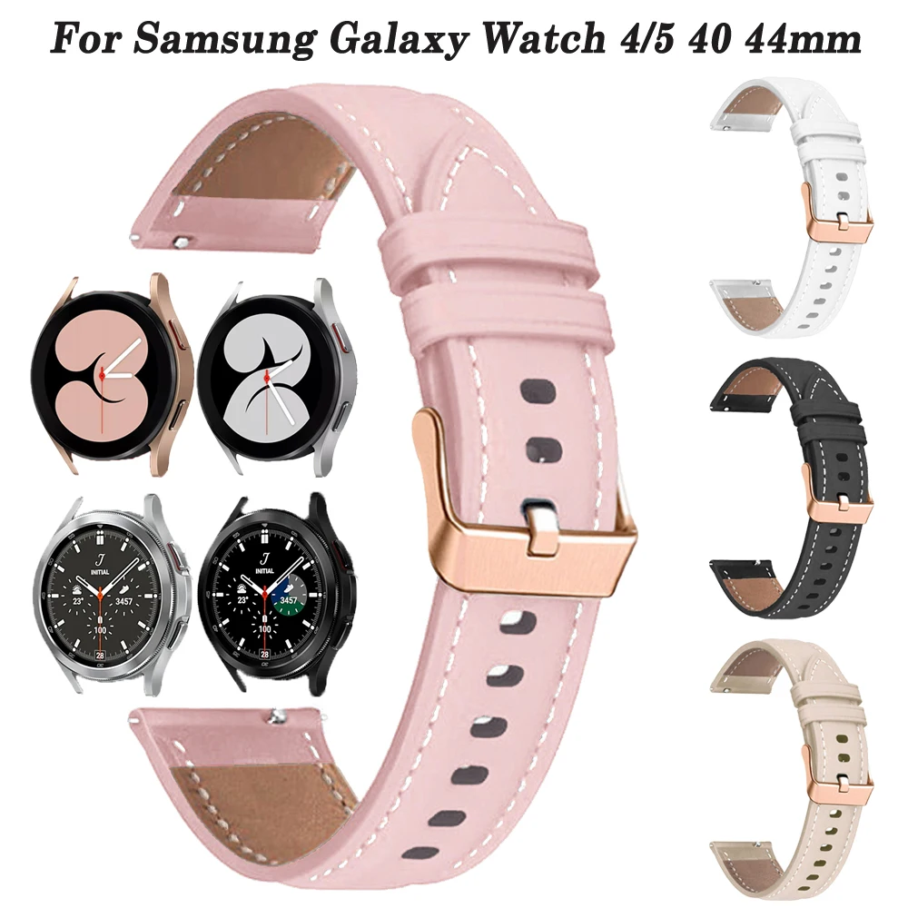 20mm Wristband Strap For Samsung Galaxy Watch 6/5/4 44 40mm Galaxy4 Classic 46 42mm Leather Belt Watch5 Pro 45mm Bracelet Correa