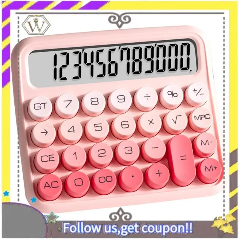 New Desktop 12 Digit Cute Calculator, Mechanical Switch Design, Large LCD Display Big Button Calculator