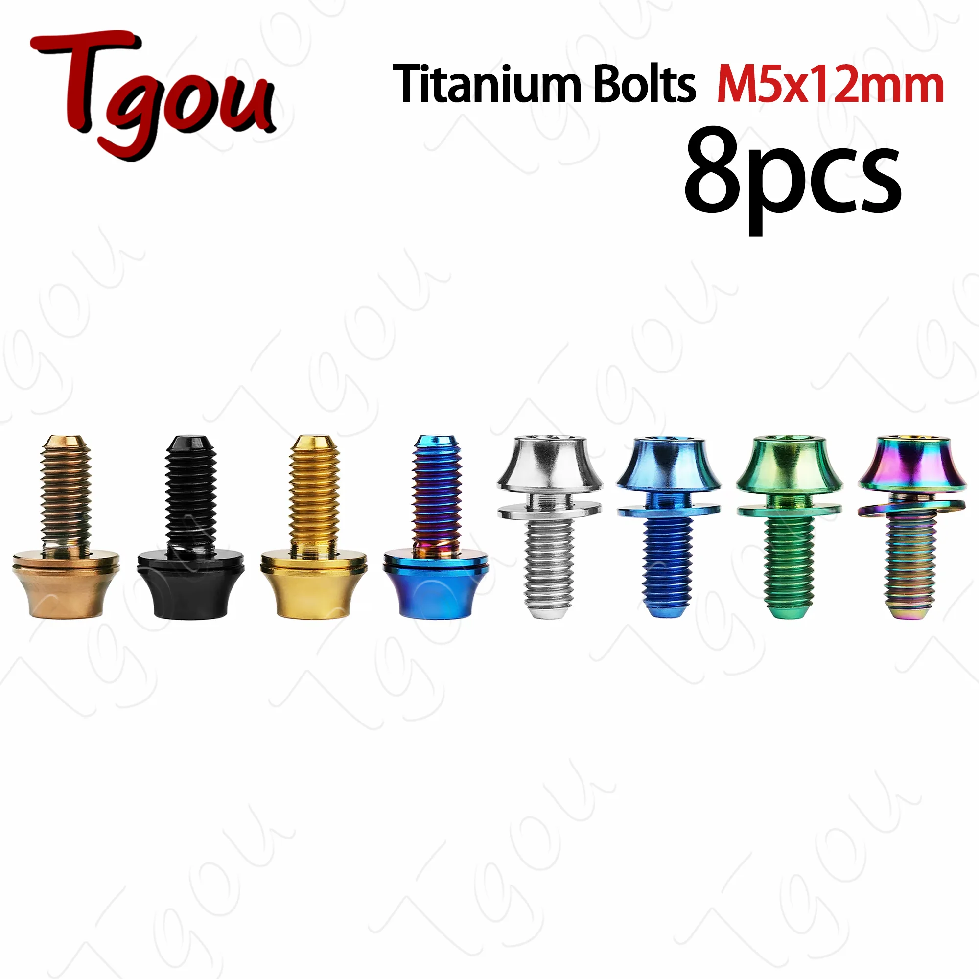 

Tgou Titanium Bolt M5x12mm Hex Screw with Washer for Bicycle Water Bottle Cage 8Pcs