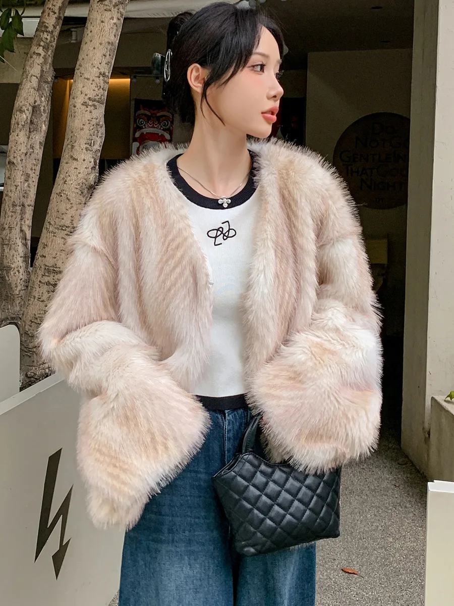 Kunstpelzmäntel für Damen, mit Baumwolle gefüttert, schmal geschnitten, Nachtclub, Ehefrau, Retro-Jacquard, geraffte Taille, Schnürung vorne, zart, schick, trendig