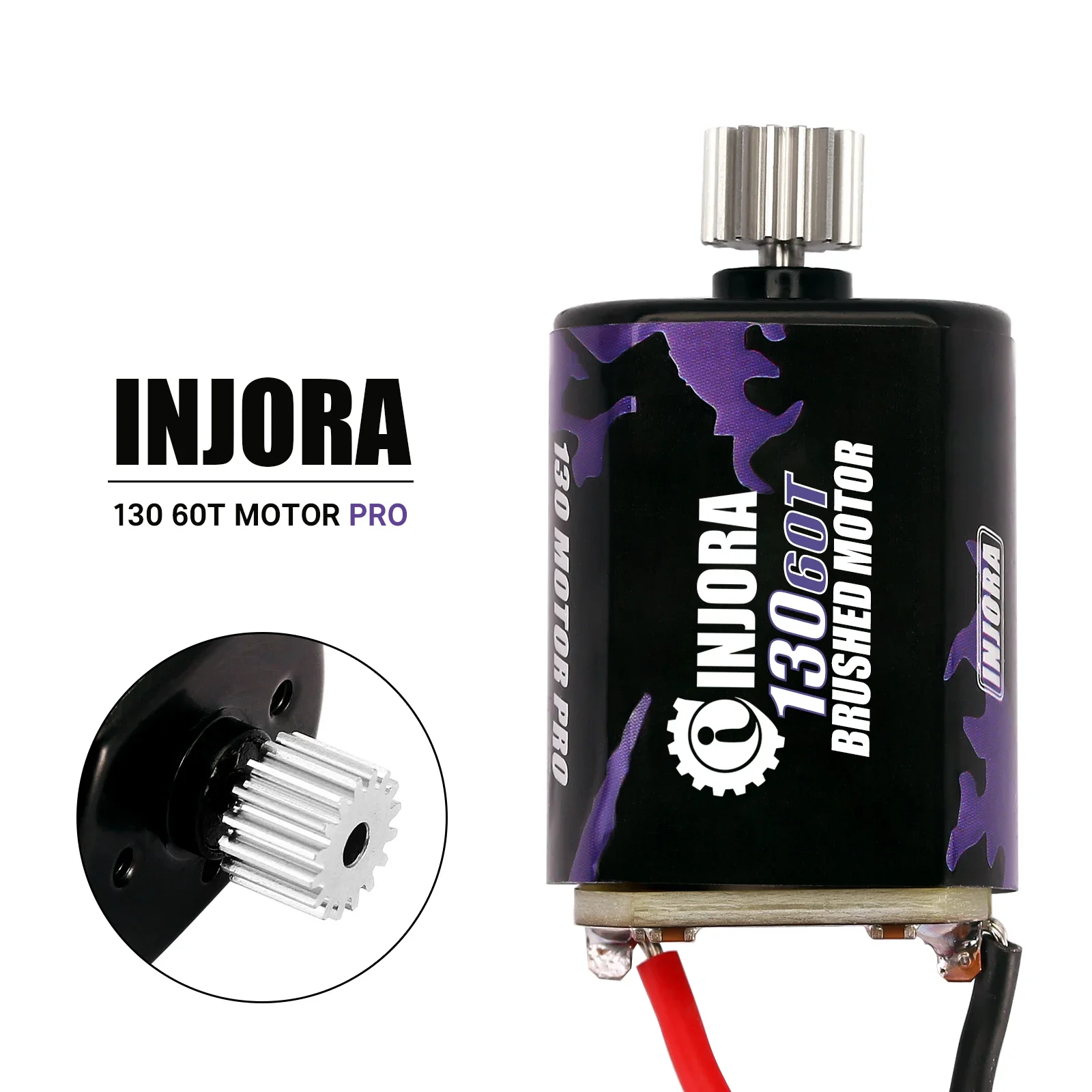 INJORA 130 Brushed Motor 60T 80T with Stainless Steel Pinion for 1/24 RC Crawler FMS FCX24 Upgrade (INM12)