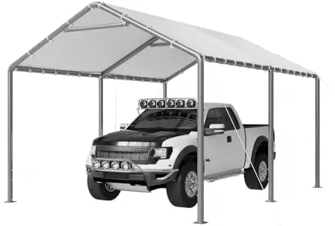10x15 ft Carport Heavy Duty Car Canopy for Cars, Boats, Trucks, Outdoor Carport Shelter Portable Garage with Reinforced