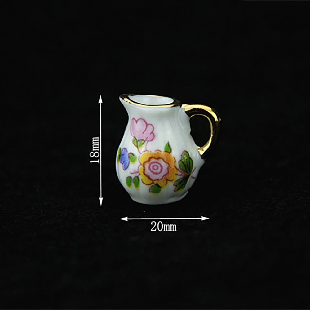 1/12 Dollhouse Miniature Ceramic Tea Set  Mini Teapot Cup Plate Model Toy for Doll House Accessories Decoration ob11 bjd