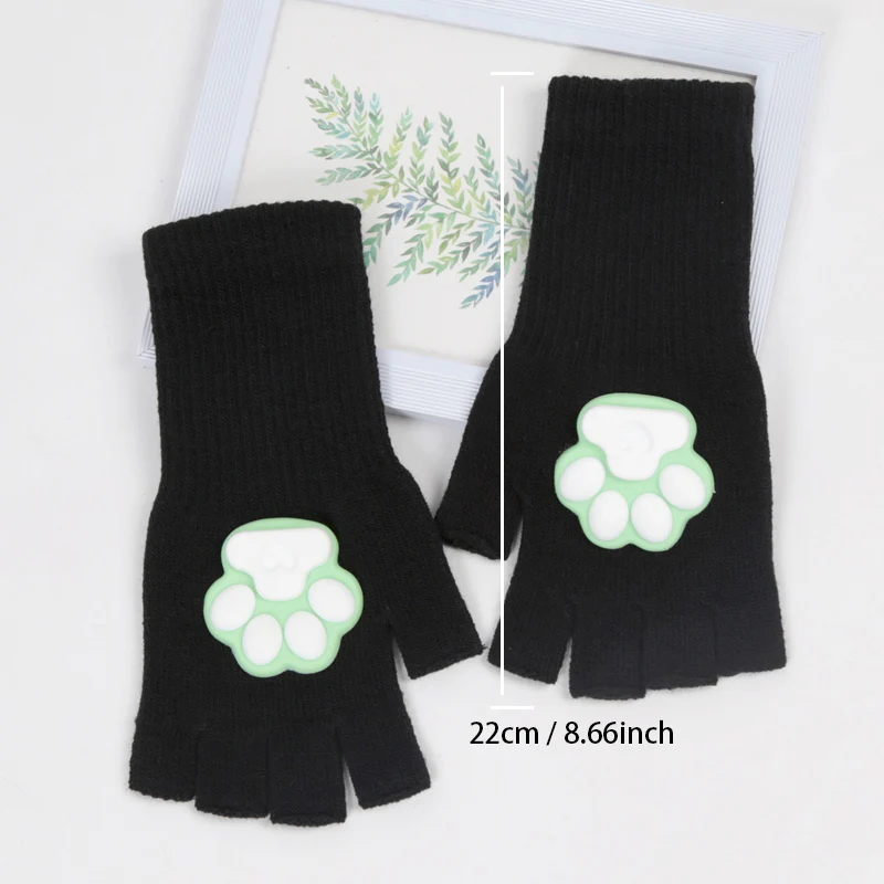 Harajuku Y2k Women Girls 3D Cat Pad Paw Gloves Black Punk Streetwear Mittens Cool Fingerless Gloves Punk Gothic Short Arm Warmer
