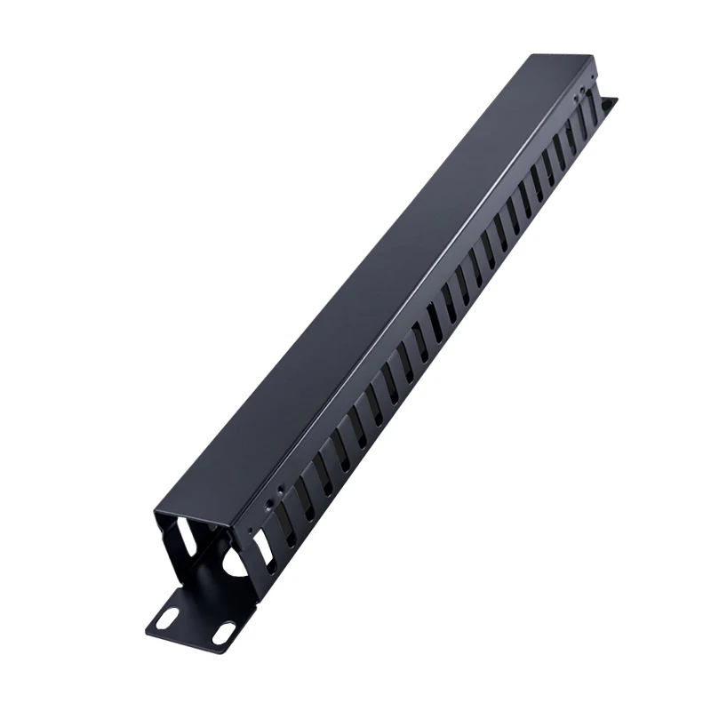 1U إدارة كابلات الشبكة أفقي جبل 19 بوصة خادم الرف ، 12/24 فتحة معدنية إصبع القناة سلك المنظم مع غطاء