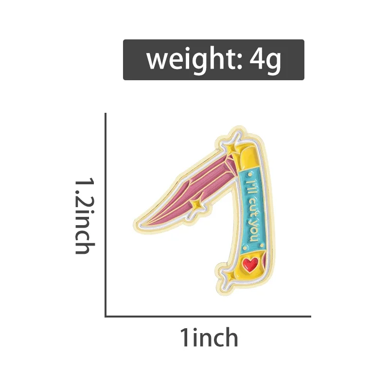 l'll Cut You Enamel Pins Creative Funny Multicolour Knife Brooches Decorative Backpack Clothes Lapel Badge Jewelry Gifts Friends