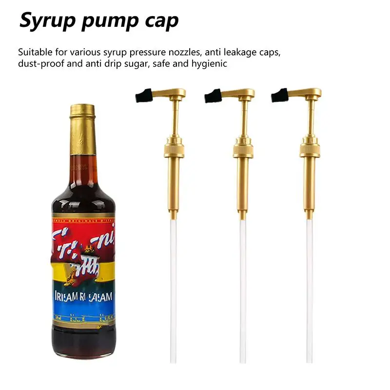 1/6Pcs Syrup Pump Coffee Syrup Pump Dispenser Gold Syrup Pump Topper For 750ml/ 25.4oz Syrup Bottle Syrup Pumps For Coffee Bar