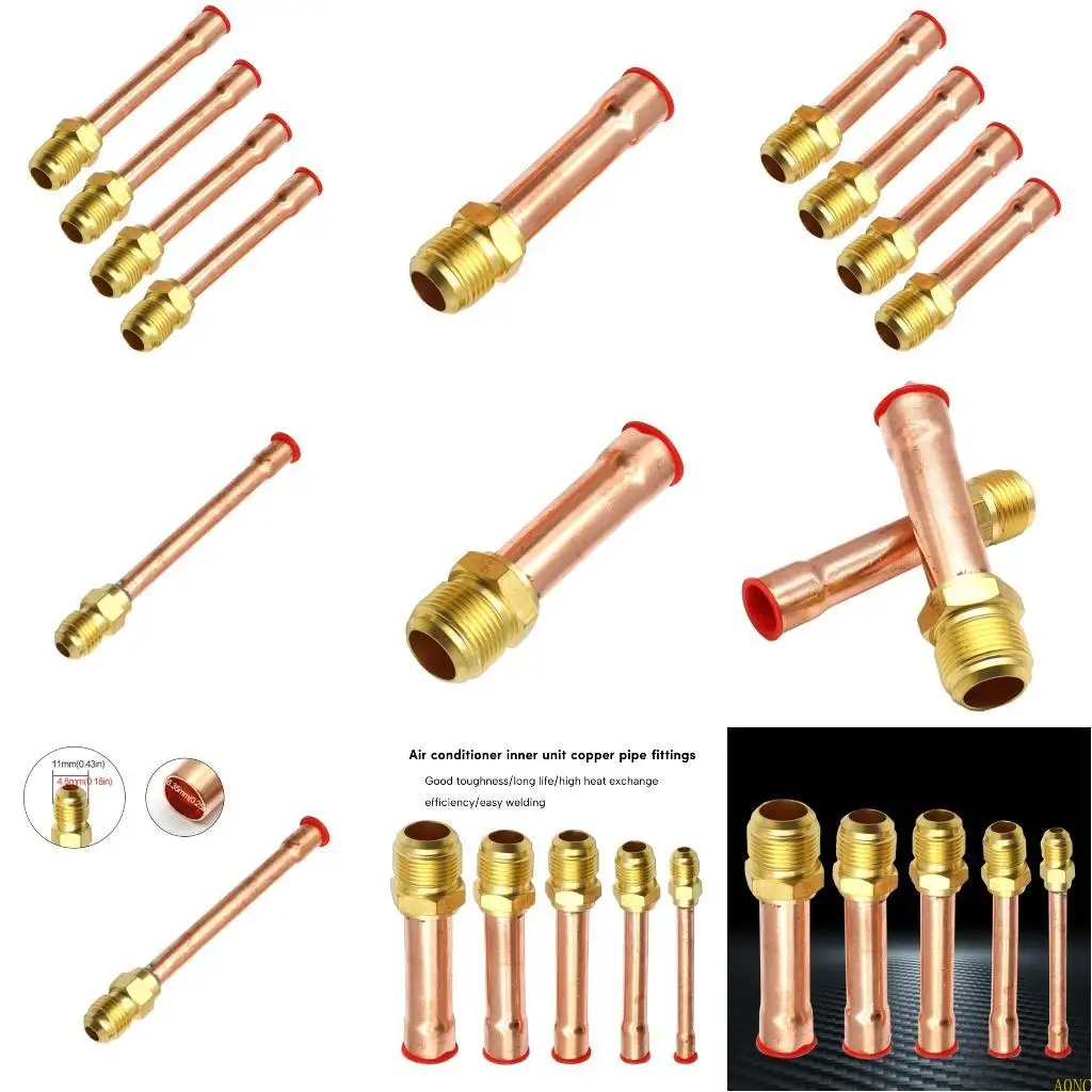A0NC 4Pcs Copper Tube Brass Pipe For Air Conditioner Household Appliances Supplies
