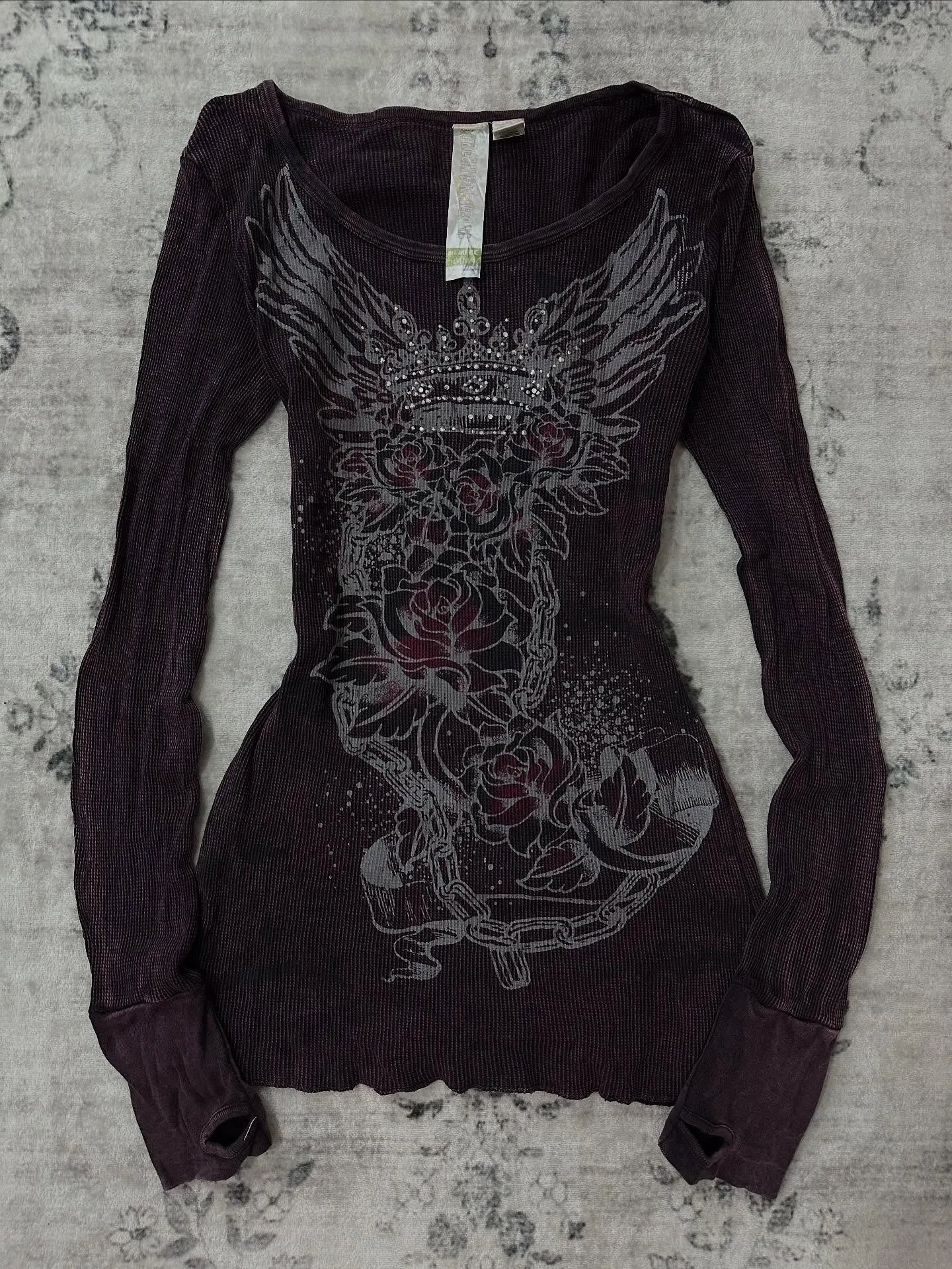 2026 Herbst Subkultur Gothic-Stil Retro Spicy Girl Heißprägedruck Trend Langarm-Oberteil – Detail 5
