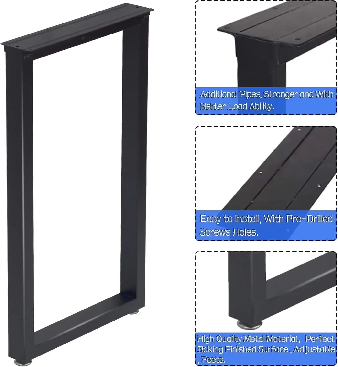 Pernas de mesa de bar de metal de 36 polegadas, perna de mesa de jantar estilo industrial resistente com almofadas de pés de ajuste, conjunto de 2