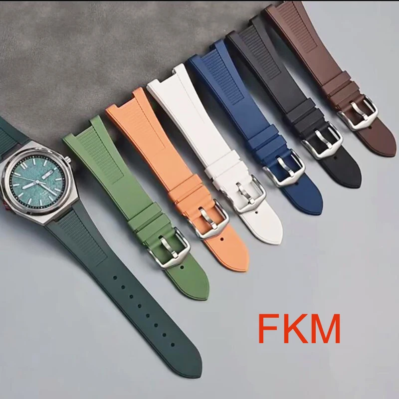 Fluoro Rubber Strap 25*12mm Dedicated End Men FKM Replace Watch Band for Patek Philippe Nautilus for Citizen AW0130-85M/X/A/Z