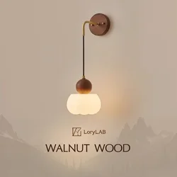 Walnut Wood Rotational Molding Brass, Wabi-Sabi Vintage, Wall Sconce Light for Dining Room, Bedroom bedside, Kitchen, Living