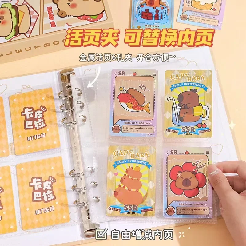 Cartoon Capybara Photo Card Binder, Background Paper, Strengthening Ple, Binding Machine, 40 Pockets