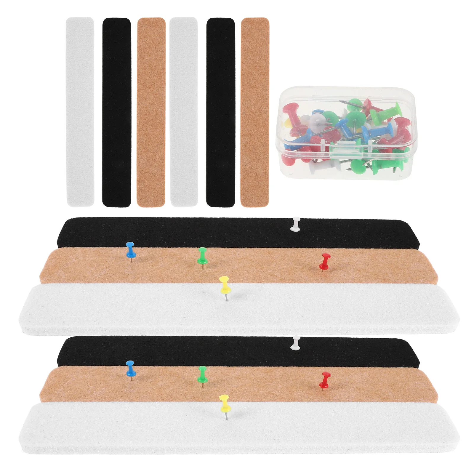 

1 set 1 Set Felt Bulletin Board Strips Push Pins Memo Pad Office Home Classroom Wall Decor Adhesive Notice Board Tiles Message