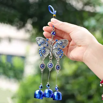 Kamínkový motýl, větrné zvonkohry, turecké zlé oko, modré oko, hudební zvonek, amulet, štěstí, požehnání, ochrana, závěsná dekorace do auta, přívěsek 10 nejlepší prodej turecké párty dekorace - №8