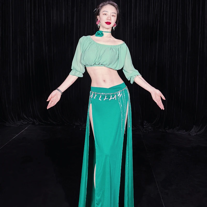 

Belly Dance Costume Set for Women Advanced Sexy Spandex Practice Set Adult Oriental Belly Dancing Professional Training Clothing