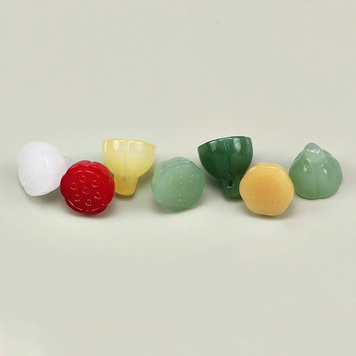 

50PCS New Glass Imitation Jade Lotus Seedpod Charm Pendants 12.5mm Multicolor DIY Earrings Necklace Jewelry Handicrafts Supplies