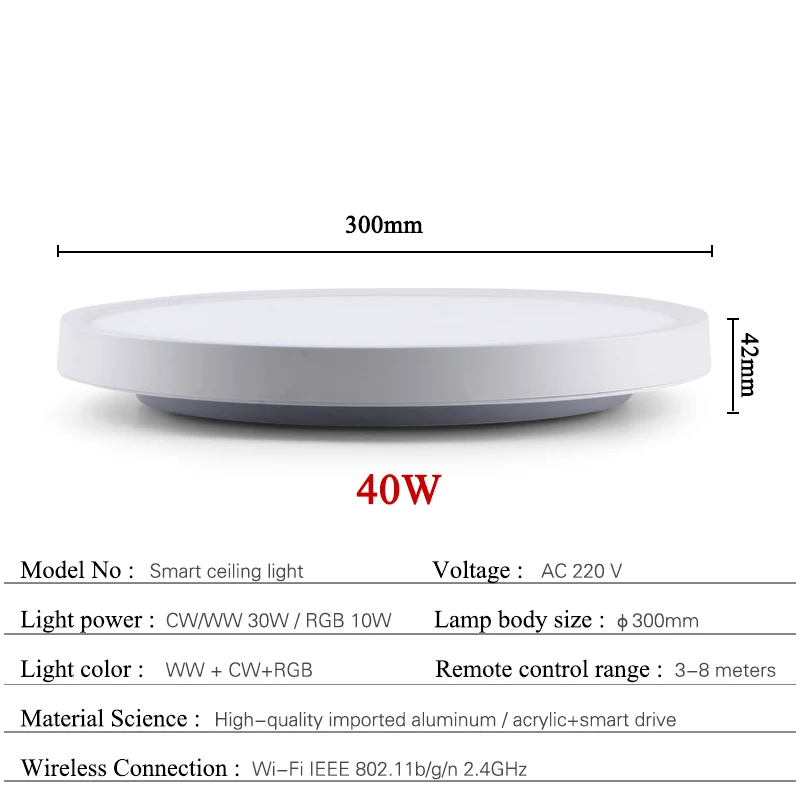 40W Modern WiFi Smart LED Ceiling Light APP Voice Control with Alexa Remote Control Ceiling Lamp RGB+Dimmable Bluetooth Music