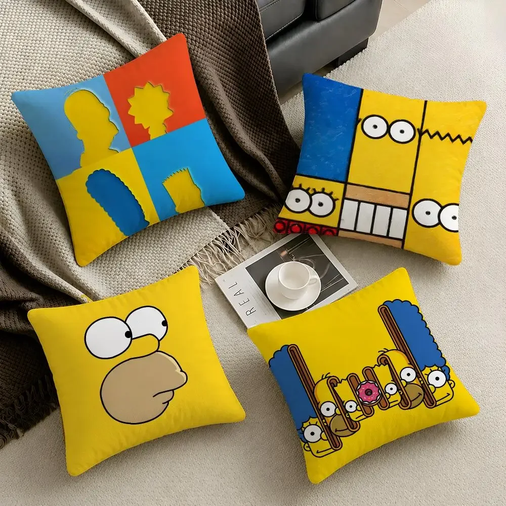 Cartoon The S-Simpsons Retro Cushion Cover  Throw Pillow Soft Short Plush Cozy Durable Colorfast  Sofa Bedroom Home Decor Gift