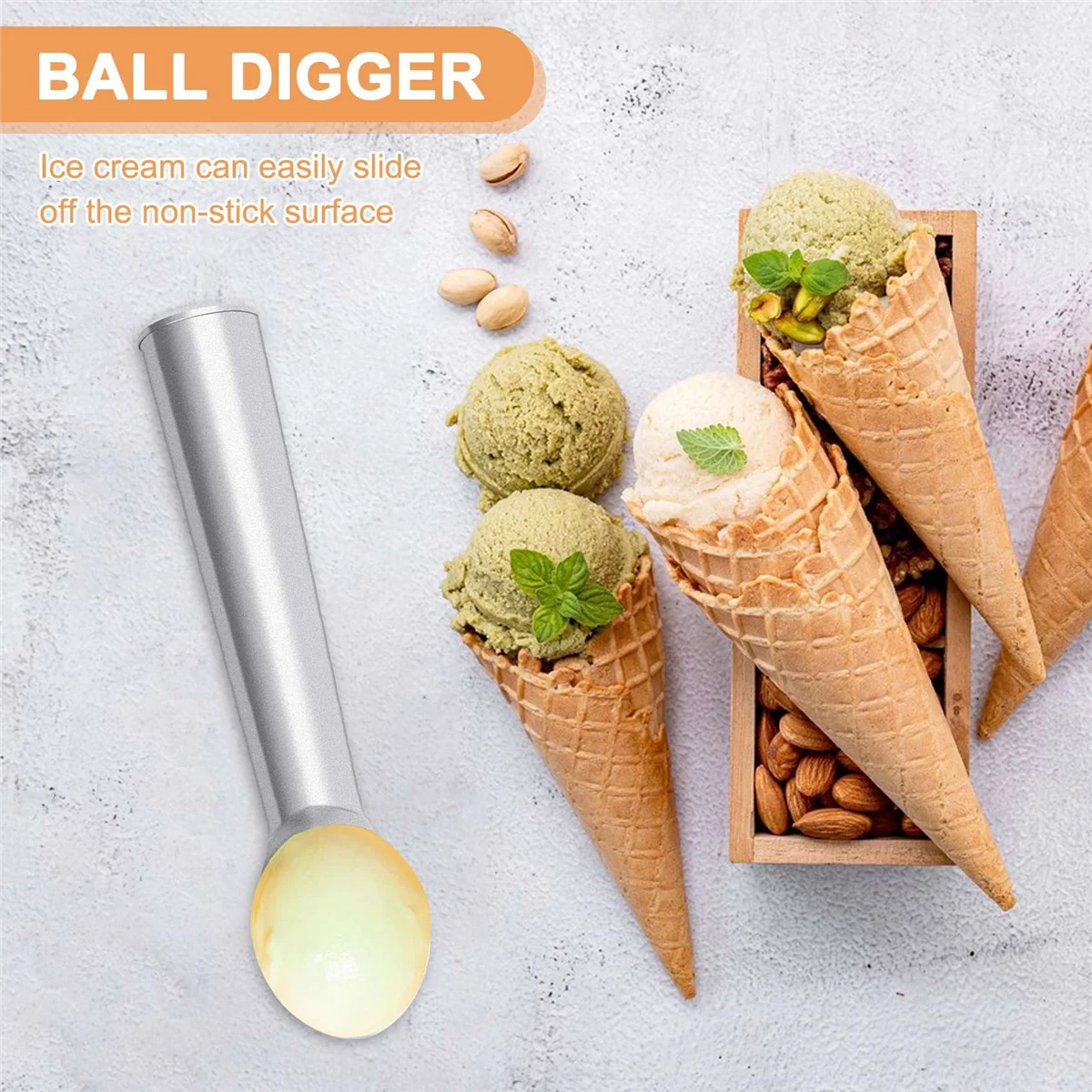 1pcs Aluminum Ice Cream Scoop Non-Stick Anti-Freeze Spoon Dipper Craft Kitchen Tool