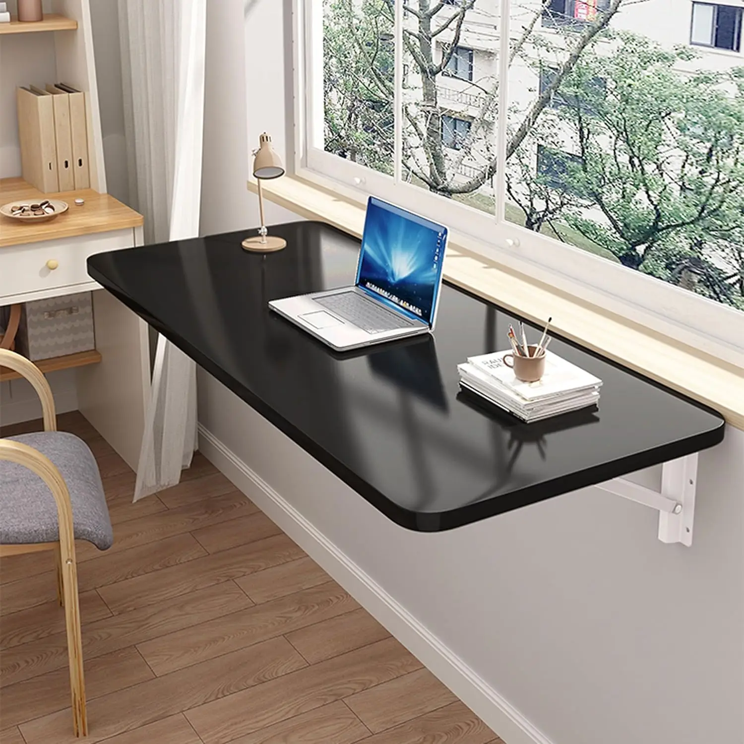 

Wall Mounted Folding Table,Floating Wall Desk For Small Spaces,Functional Fold Down Table For Home Laundry Room, Office Study