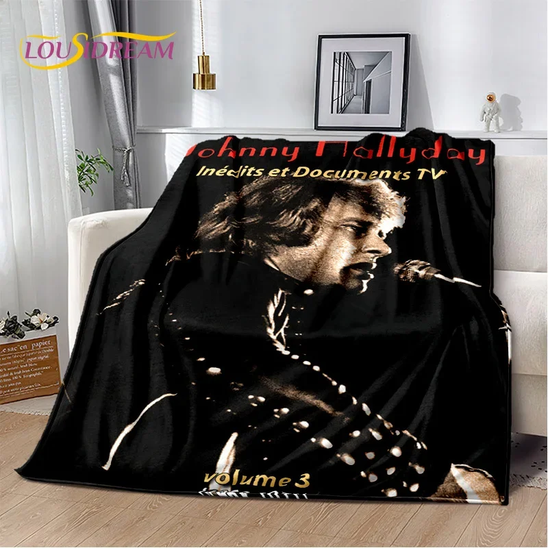 Customize 3D Printing Johnny Hallyday Rock Star Soft Flannel Blanket for Beds Bedroom Sofa Picnic,Throw Blanket for Outdoors Lei