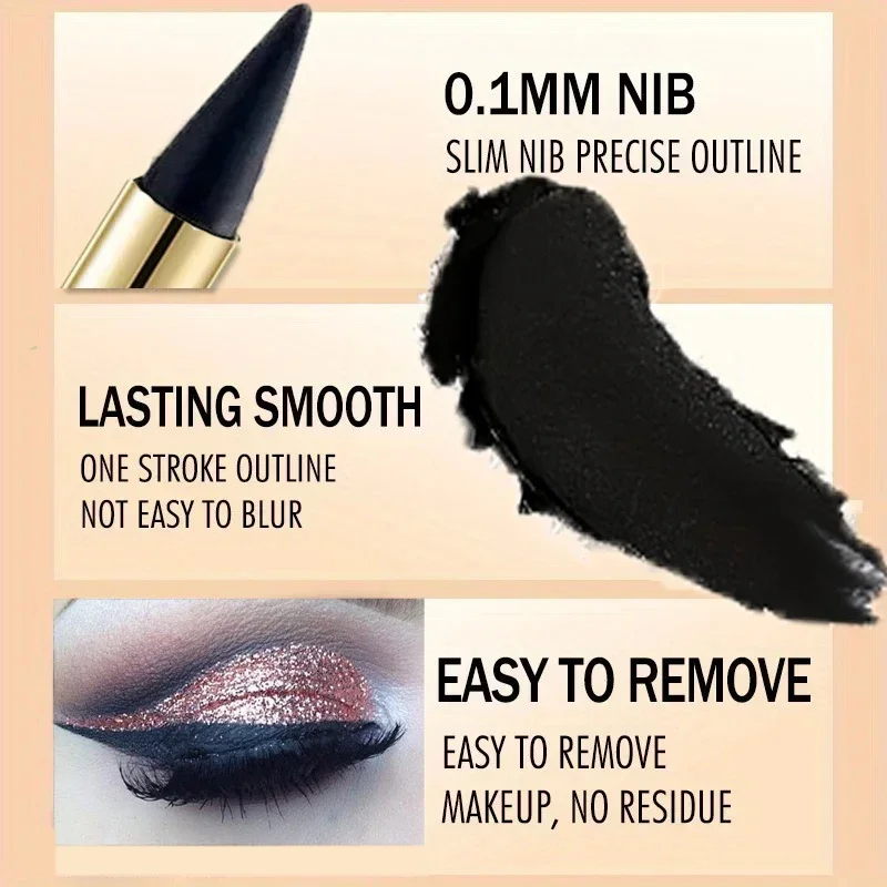 Matter, wasserfester und wischfester Eyeliner-Balsam, 4-farbiger Lipliner, fester Eyeliner-Balsam, Mehrzweck-Lidschatten für Make-up-Kosmetik