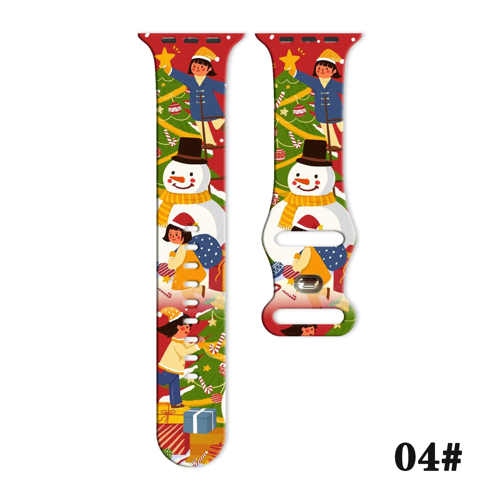 

Christmas Printed Silicone Strap for Apple Watch 10 9 8 7 SE Band Replaceable Bracelet for iWatch 49mm 46mm 44mm 40mm Watchband