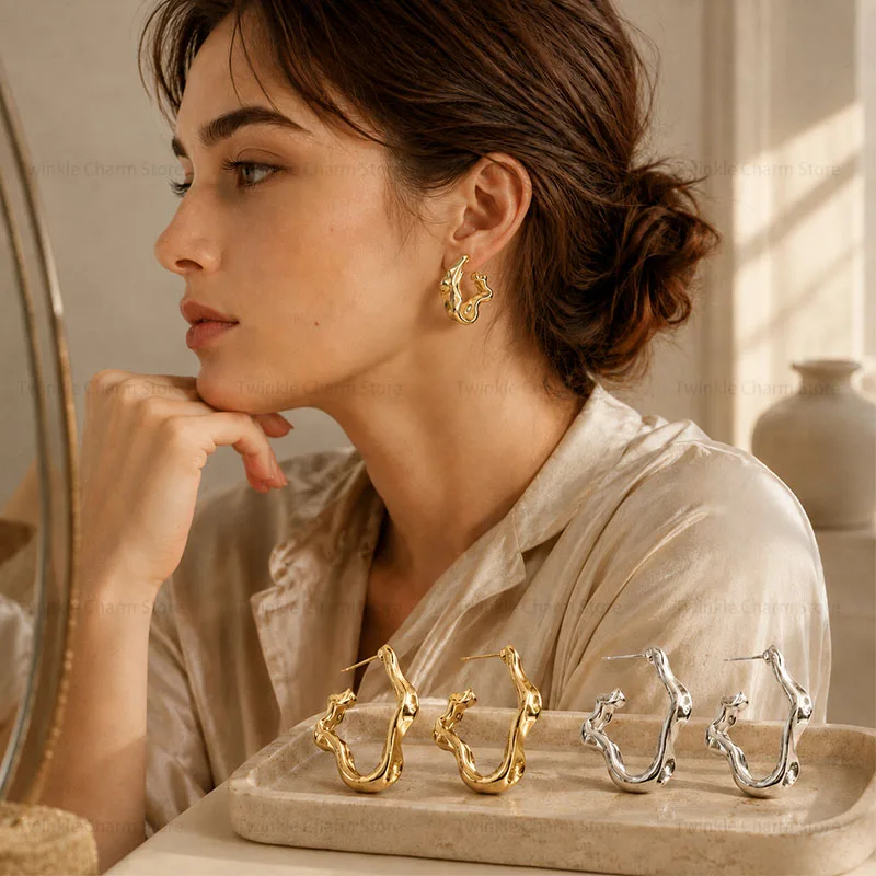 Irregular Stud Earrings Exaggerated Fashion Retro Minimalist Earrings Earring for Women Jewelry Accessories Серьги Женские
