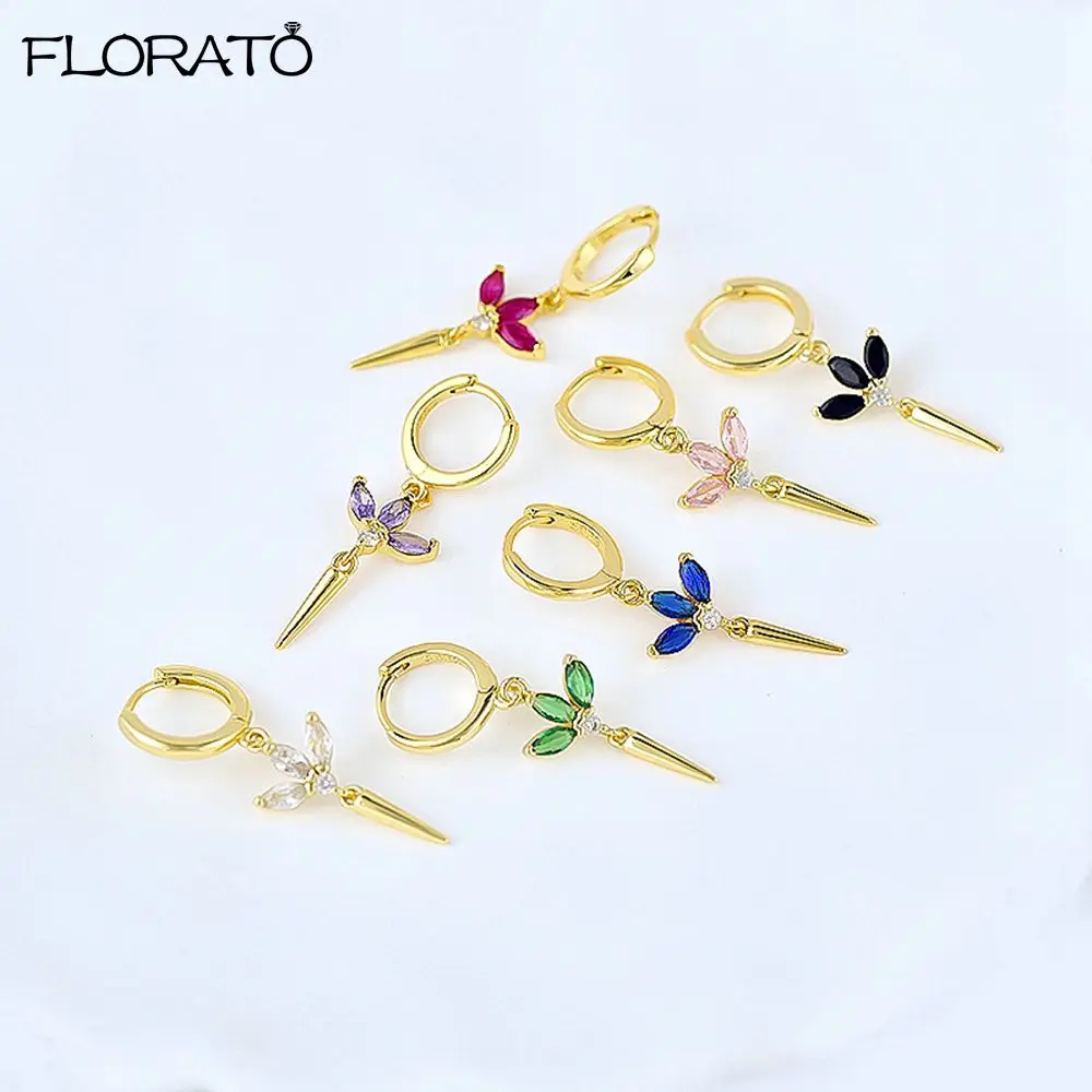 

925 Sterling Silver Needle Luxury Flower Dangle Earrings for Women Sparkling Zircons Ear Piercing Earring Fashion Jewelry Aretes