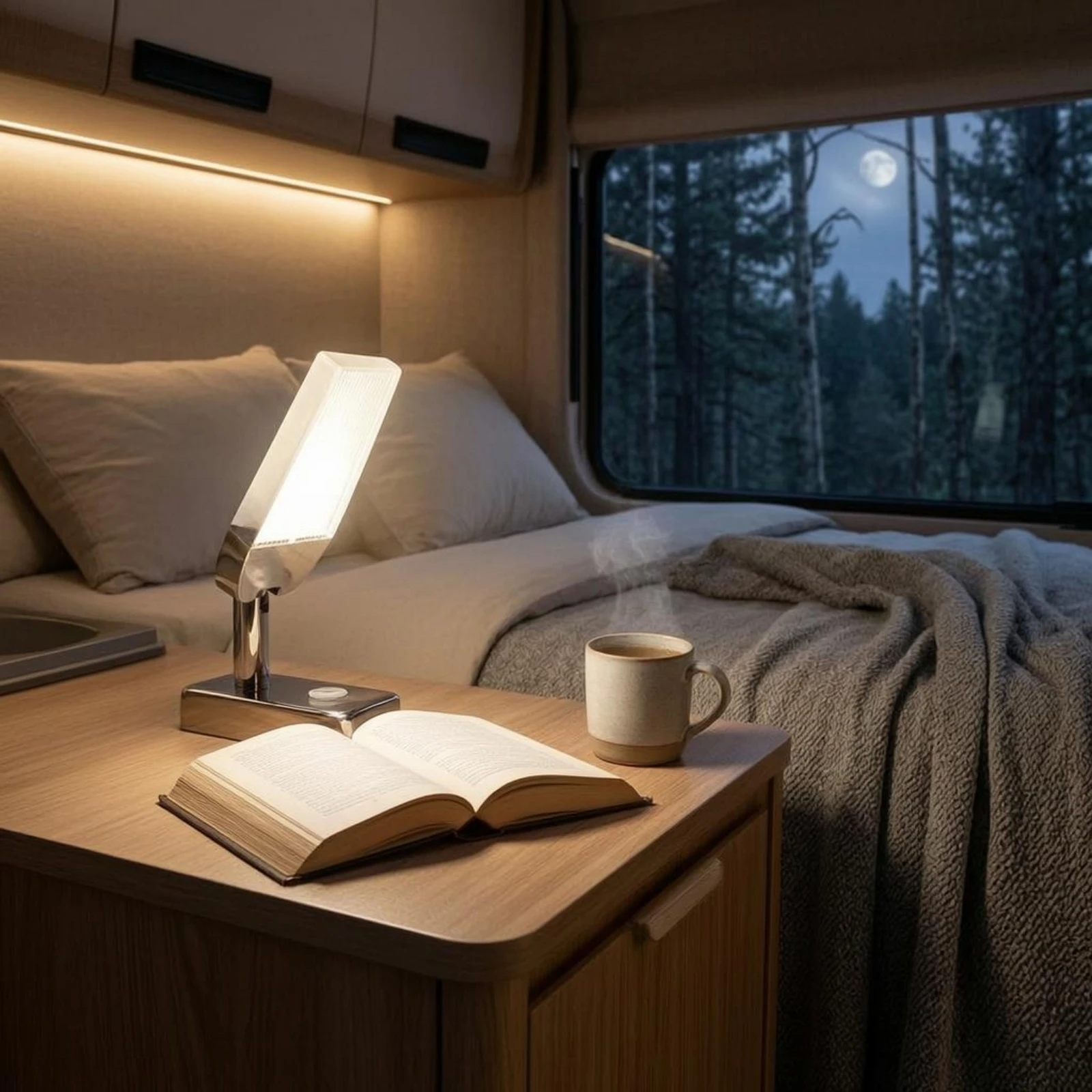 Adjustable LED Reading Lamp Chrome LED Reading Lamp Indoor Lighting Warm White Household Fixture Eye-Friendly for RV, Vehicle