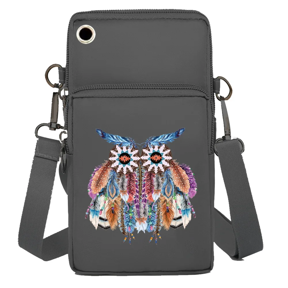 Mobile Phone Bag Shoulder Bags Sports Accessories Organizer Feather Print Wrist Pack Apple/Huawei Universal Cell Phone Packet