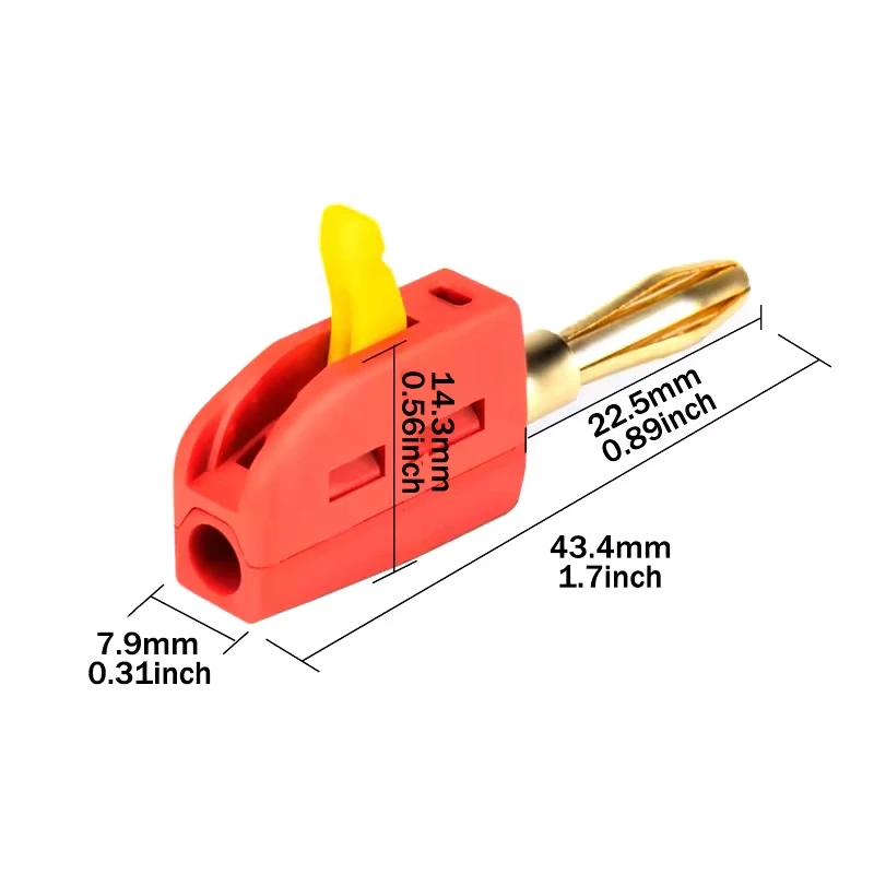 Lootvrije Bananenplug 4mm 32A, Snelle Kabelconnectoren van Koper Verguld Hoogstroom voor Audio Luidsprekers, Versterkers, Draagbaar Hi-Fi Apparatuur, Premium Kwaliteit, Eenvoudige Installatie,