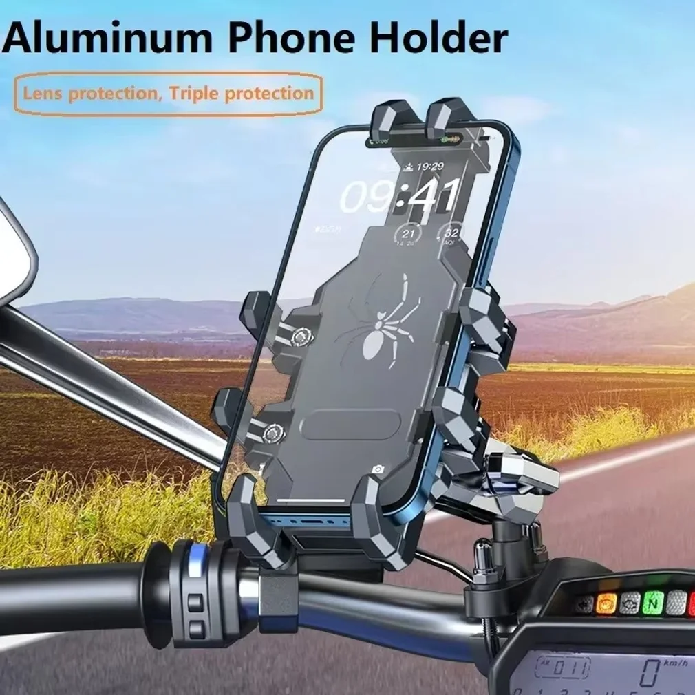 2026 Aluminum Motorcycle Phone Holder with Anti Vibration Device 360° Rotation Bike Phone Mount for Motorbike Bicycle ATV/UTV