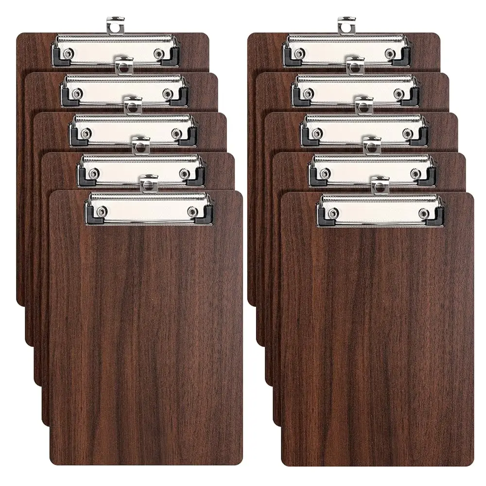 

10 Pack Clipboards,Wooden Clipboard Hardboard with Low Profile Clip,Size A5 Wood Clip Boards for Office, School, Class