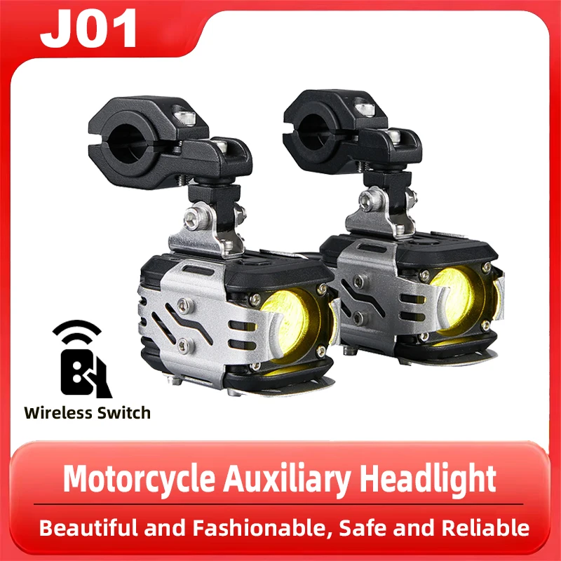

J01/J03 Motorcycle Front Auxiliary Spotlight 7200 Lumens Electric Vehicle LED Beads Far And Near Light Tangent Wireless Switch